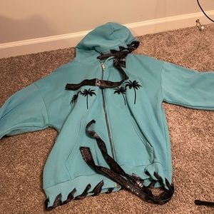 BoohooMan university blue bandanna hoodie size M